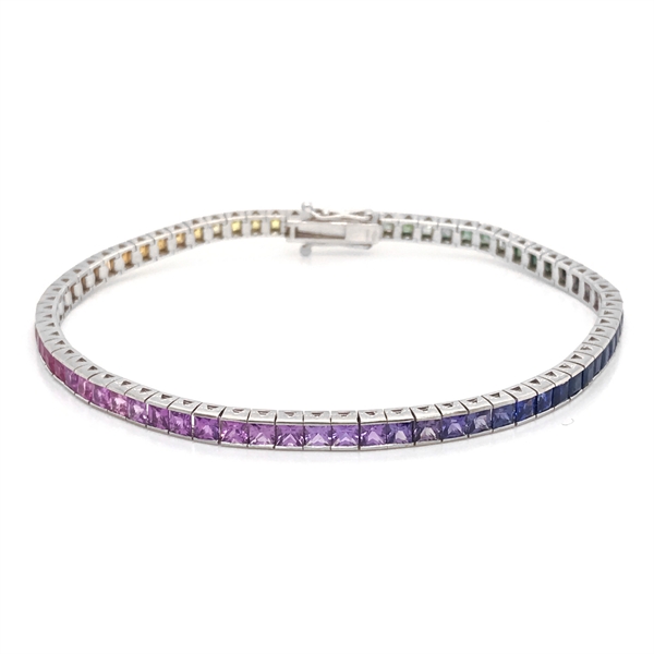 Channel Set Sapphire Rainbow Bracelet 7.27ct