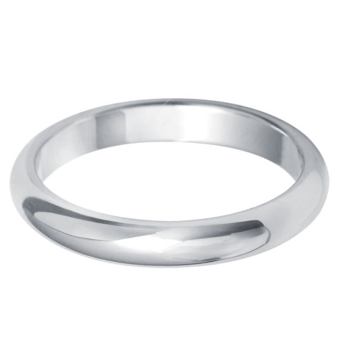 2.5mm Platinum Light Weight D Shape Wedding Ring