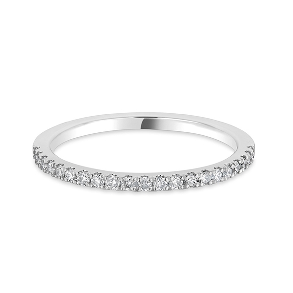 1.5mm Brilliant Cut Diamond Claw Set Half Wedding Ring 18ct White Gold