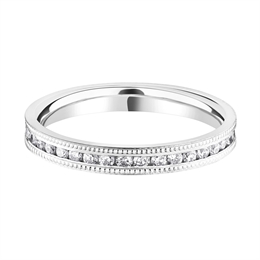 2.7mm Diamond Full Channel Set Milgrain Platinum Wedding Ring