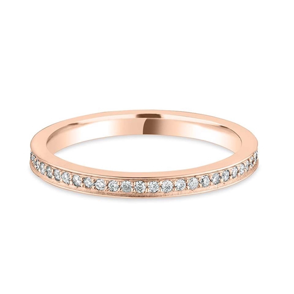 2mm Brilliant Cut Diamond Grain Set Full 18ct Rose Gold Wedding Ring