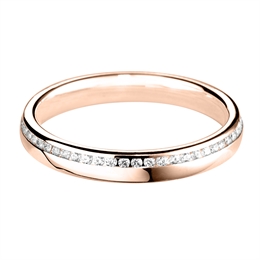 3mm Diamond Channel Set Off Centre Wedding Ring 18ct Rose Gold