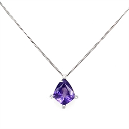 Kite Shape Purple Sapphire Diamond Drop Pendant 3ct Approx