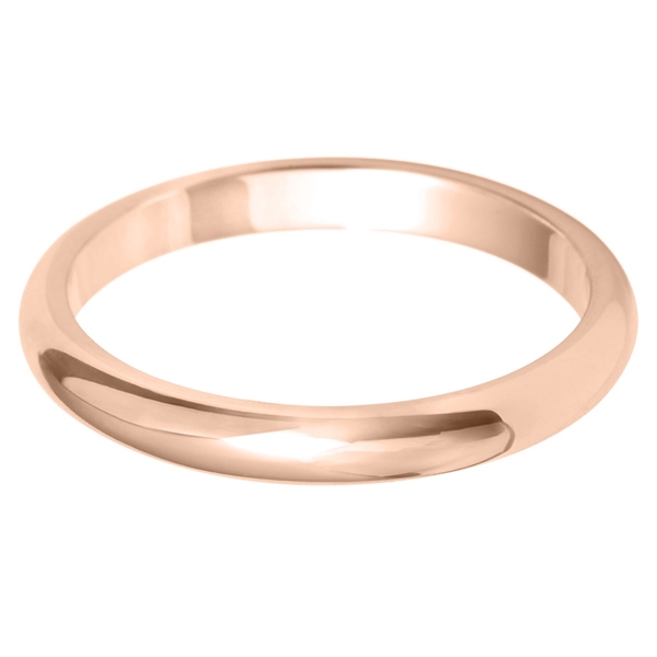 2.5mm 18ct Rose Gold D Shape Medium Wedding Ring