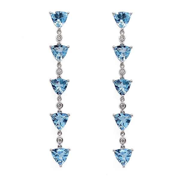 Aqua & Diamond Drop Earrings 3.67ct