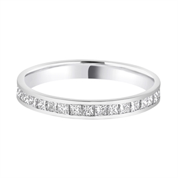 2.7mm Princess Cut Diamond Full Channel Set Wedding Ring Platinum
