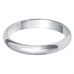 3mm Light Weight D Shape Platinum Wedding Ring