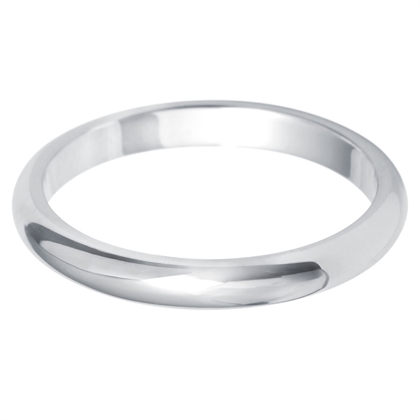 2.5mm 18ct White Gold Medium Wedding Ring D Shape
