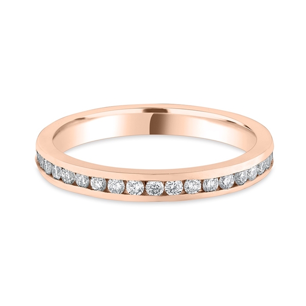 2.5mm Brilliant Cut Diamond Half Channel Set 18ct Rose Gold Wedding Ring