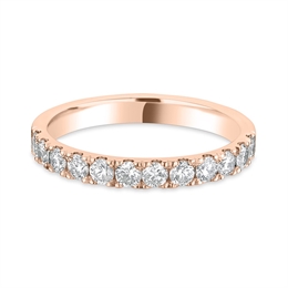 2.5mm Brilliant Cut Diamond Half Claw Set 18ct Rose Gold Wedding Ring