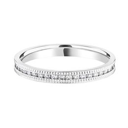 2.5mm Diamond Full Channel Set Milgrain Wedding Ring Platinum