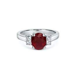 Ruby Oval & Diamond Engagement Ring 2.06ct