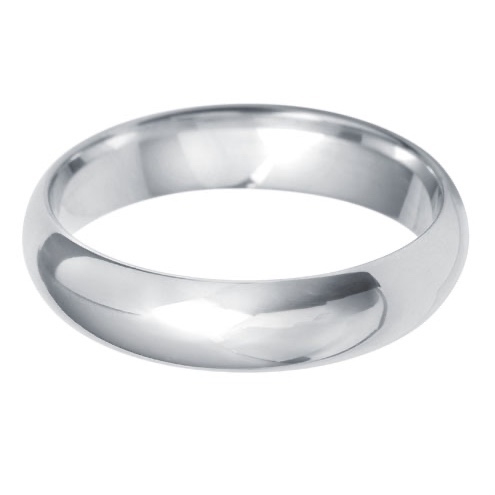 5mm Platinum Light Weight D Shape Wedding Ring