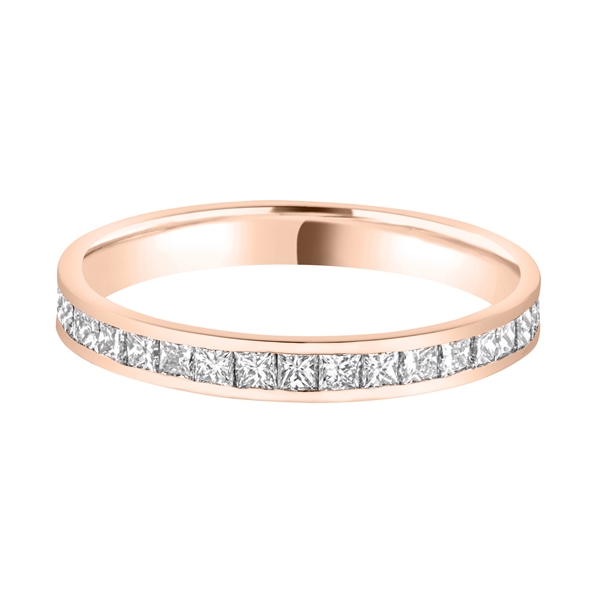 2.7mm Princess Cut Diamond Channel Set Full Wedding Ring 18ct Rose Gold