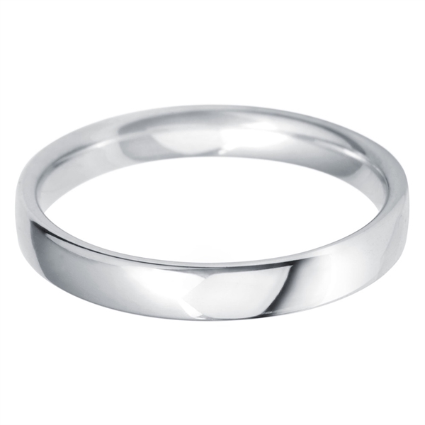 3mm 18ct White Gold Light Court Wedding Ring