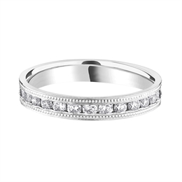 3.2mm Full Diamond Channel Set Milgrain Platinum Wedding Ring