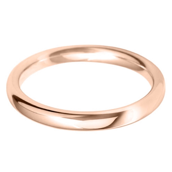 2.5mm 18ct Rose Gold Medium Weight Court Wedding Ring 