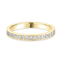 2.5mm Brilliant Cut Diamond Grain Set Full 18ct Yellow Gold Wedding Ring