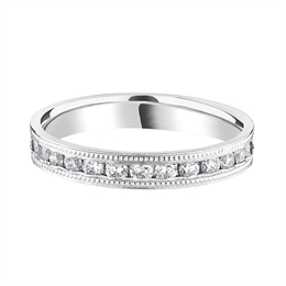 3.2mm Diamond Full Milgrain Channel Set Wedding Ring 18ct White Gold