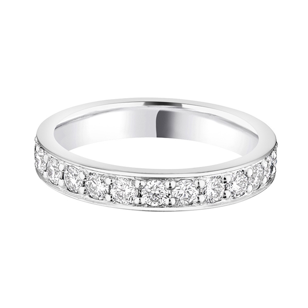 3.3mm Brilliant Cut Diamond Grain Set Full Platinum Wedding Ring