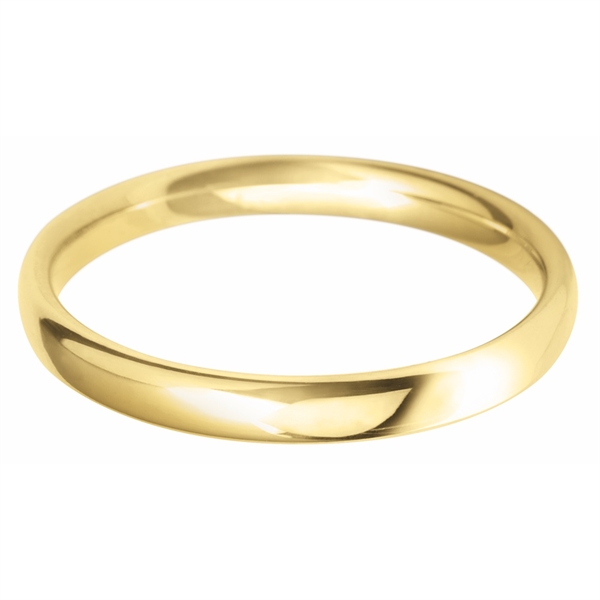 2.5mm Light Weight Court Wedding Ring 18ct Yellow Gold