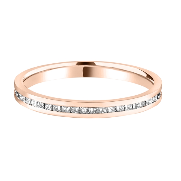 2.2mm Princess Cut Diamond Full Channel Set 18ct Rose Gold Wedding Ring