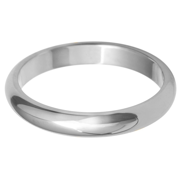 3mm Platinum D Shape Medium Wedding Ring