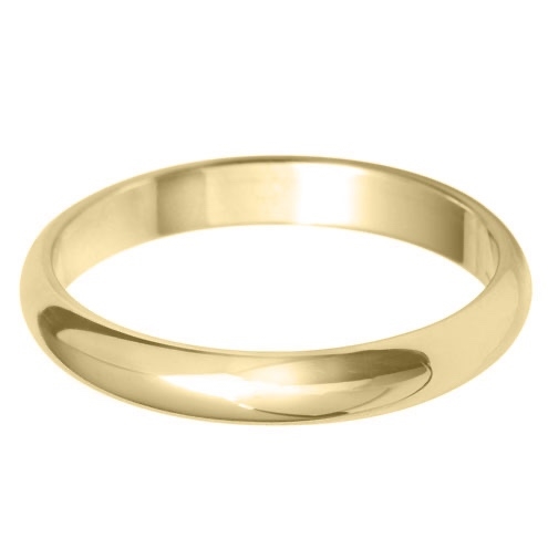 3mm D shape Light Weight 18ct Yellow Gold Wedding Ring