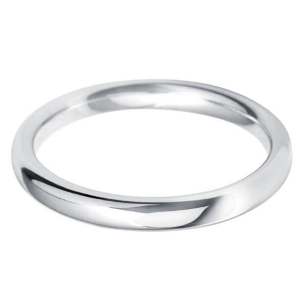 2.5mm Court Wedding Ring Medium Weight 18ct White Gold