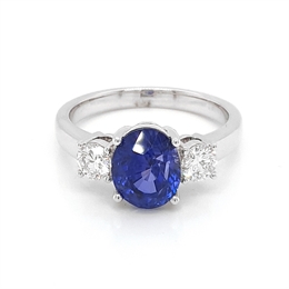 Sapphire & Brilliant Cut Diamond Three Stone Ring 2.91ct