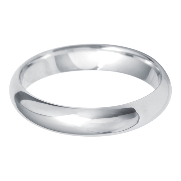 4mm 18ct White Gold Medium Wedding Ring D Shape