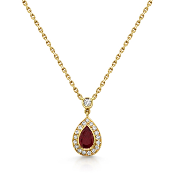 Ruby Pear Shape Cluster Pendant 0.47ct