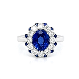 Sapphire Oval Cluster With Sapphire Accents 2.54ct