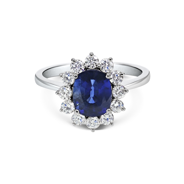 Oval Sapphire & Diamond Cluster Ring 2.05ct