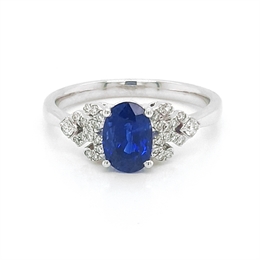 Sapphire Oval With Decorative Diamond Shoulders 1.63ct