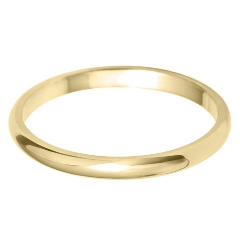 2mm Light D Shape 18ct Yellow Gold Wedding Ring