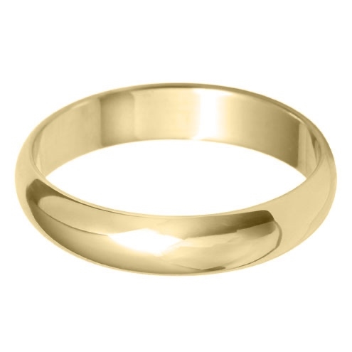 4mm 18ct Yellow Gold D Shape Light Wedding Ring