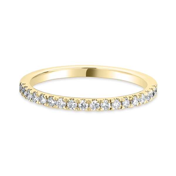 1.7mm Brilliant Cut Diamond Half Claw Set 18ct Yellow Gold Wedding Ring