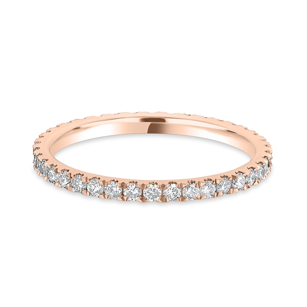 1.7mm Diamond Claw Set Full Wedding Ring 18ct Rose Gold