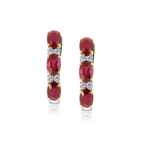 Ruby & Diamond Half Hoop Earrings 3.46ct