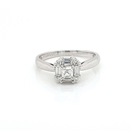 Asscher Cut Diamond Mosaic Engagement Ring 0.58ct Approx