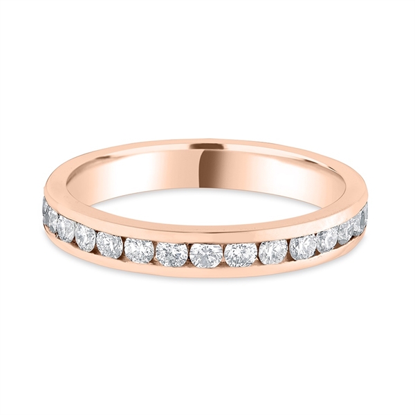 3mm Brilliant Cut Diamond Half Channel Set Wedding Ring 18ct Rose Gold