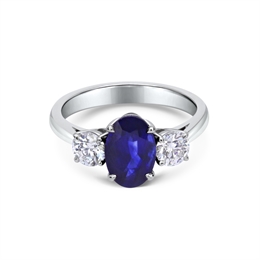 Sapphire & Diamond Trilogy Engagement Ring 2.12ct
