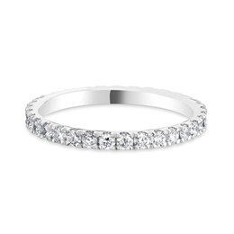 2mm Brilliant Cut Diamond Claw Set Full 18ct White Gold Wedding Ring