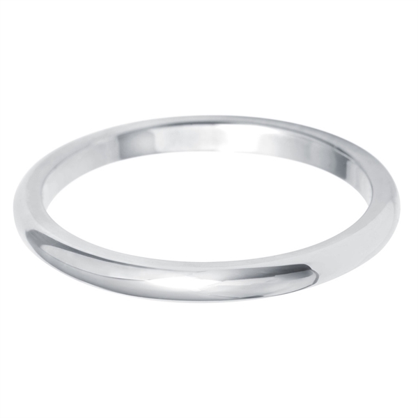 2mm Platinum D Shape Medium Wedding Ring