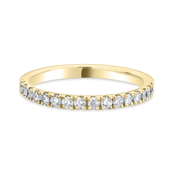 2mm Brilliant Cut Diamond Claw Set Half 18ct Yellow Gold Wedding Ring