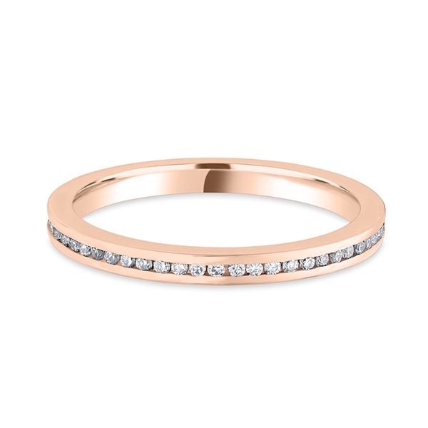 2mm Brilliant Cut Diamond Half Channel Set 18ct Rose Gold Wedding Ring