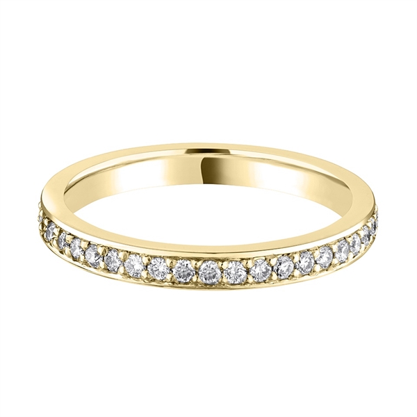 2.3mm Brilliant Cut Diamond Grain Set Full 18ct Yellow Gold Wedding Ring