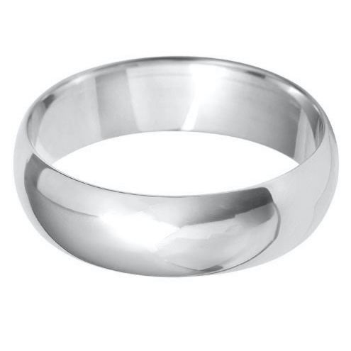 6mm Platinum D Shape Light Weight Wedding Ring