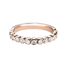 2.4mm Rub-Over Set Diamond Half Wedding Ring 18ct Rose Gold 